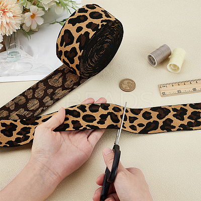 6 Yards Leopard Pattern Polyester Ribbons OCOR-PH0007-68-1