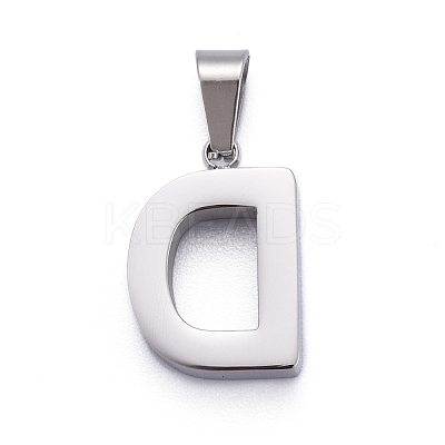 Non-Tarnish 304 Stainless Steel Letter Pendants STAS-H127-D-P-1