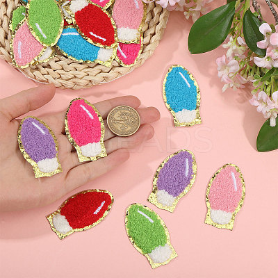 18Pcs 6 Colors Christmas Light Bulbs Polyester Embroidery Sew on Cloth Patches PATC-CA0001-35-1