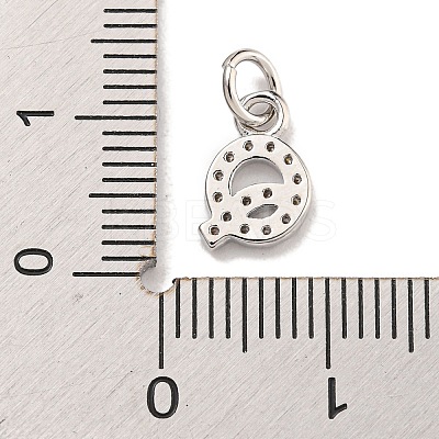 Initial Letter Brass with Cubic Zirconia Charms KK-Q814-26Q-P-1
