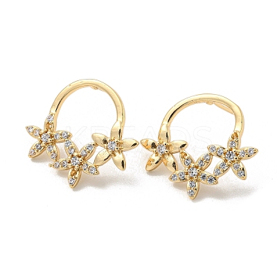 Brass Micro Pave Clear Cubic Zirconia Stud Earrings EJEW-E295-19KCG-1