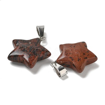 Natural Mahogany Obsidian Pendants G-B127-12P-01-1