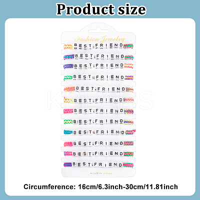 12Pcs 12 Color Word Best Friend Acrylic Braided Bead Bracelets Set BJEW-AN0001-47-1