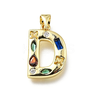 Brass Micro Pave Clear Cubic Zirconia Pendants KK-G521-01G-D-01-1