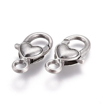 Tibetan Style Heart Lobster Claw Clasps LF013Y-TAS-NR-1