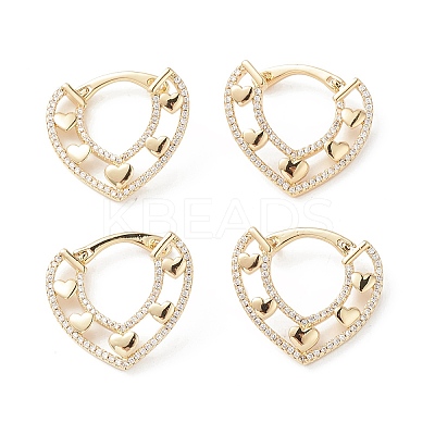 Heart Cubic Zirconia Hoop Earrings EJEW-M216-07B-1