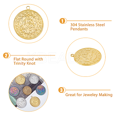 12Pcs 3 Colors Ion Plating(IP) 304 Stainless Steel Pendants STAS-DC0013-99-1
