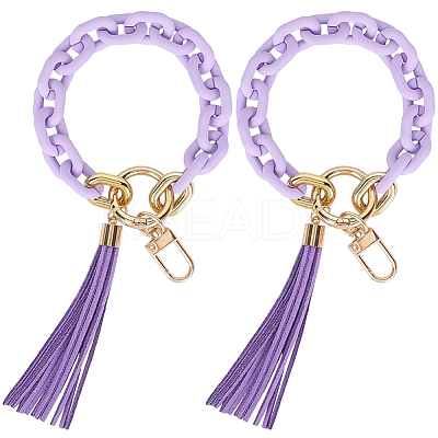 2Pcs Acrylic & Zine Alloy & PU Pendant Decoration KEYC-CL0001-44C-1