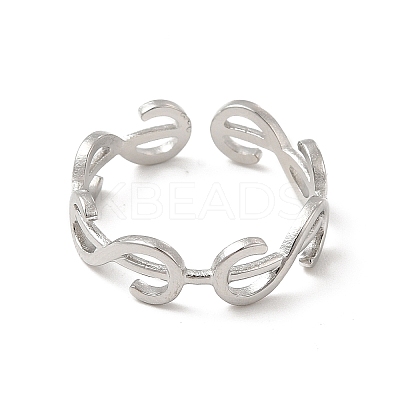 Non-Tarnish 304 Stainless Steel Initial Letter S Open Cuff Ring for Women RJEW-E066-10P-1