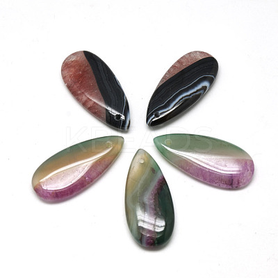 Natural Brazil Crackle Agate Pendants G-R004-09-1