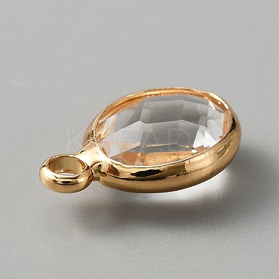Faceted Glass Pendants LS-KK-WH0046-59G-04-1