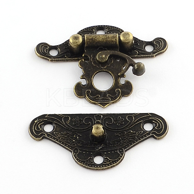 Wooden Box Lock Catch Clasps IFIN-R203-48AB-1