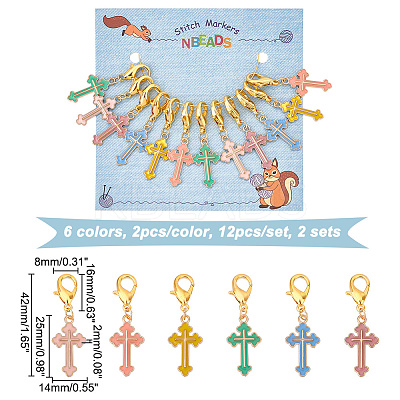 Alloy Enamel Pendant Locking Stitch Markers HJEW-AB00171-1