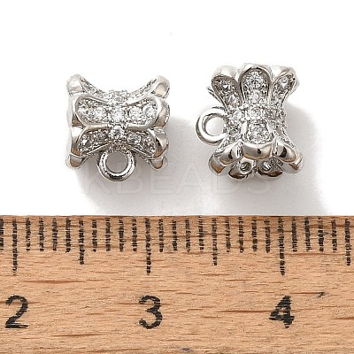 Flower Brass Micro Pave Cubic Zirconia Tube Bails KK-C072-05A-P-1