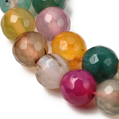 Faceted Natural Dragon Veins Fire Crackle Agate Beads Strands G-F447-10mm-F01-1