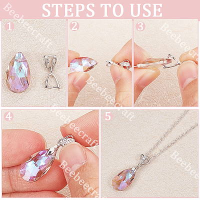 Anti-Tarnish 2Pcs 925 Sterling Silver Micro Pave Cubic Zirconia Pendant Bails STER-BBC0005-51P-1