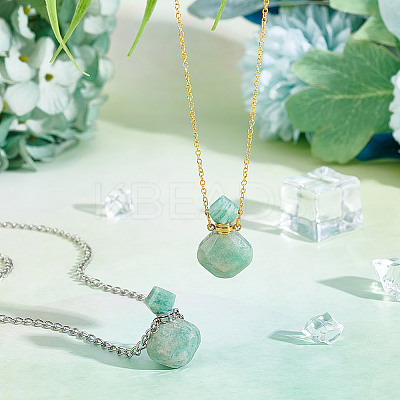 2Pcs 2 Colors  Rhombus Natural Amazonite Perfume Bottle Pendants G-UN0001-19B-1