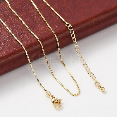 Brass Box Chain Necklaces for Women X-NJEW-D302-41G-1