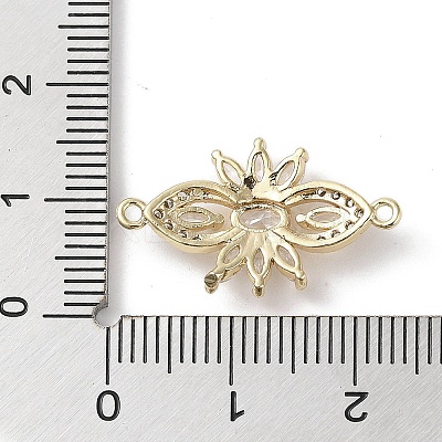 Brass Pave Clear Cubic Zirconia Connector Charms KK-G491-42G-1