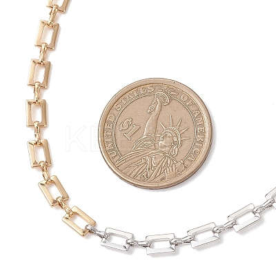 Two Tone Brass Rectangle Link Chain Necklaces NJEW-JN05761-1