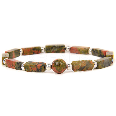 Natural Unakite Beads Stretch Bracelets for Men Women LS-ZE2494-4-1