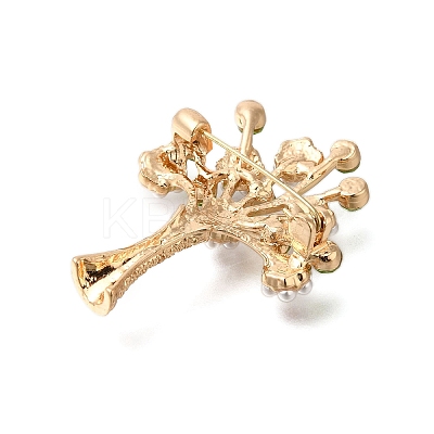 Bottle of Flowers Alloy Olivine Rhinestone Brooch JEWB-Q002-02G-1