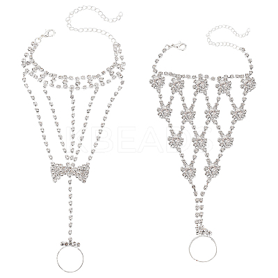 2Pcs 2 Style Crystal Rhinestone Tennis Ring Bracelet BJEW-AN0001-11-1