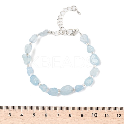 Natural Aquamarine Beads Bracelets for Women BJEW-H623-02S-09-1
