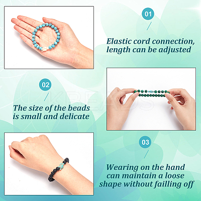 8Pcs 8 Colors Resin Tortoise Beaded Stretch Bracelets Set BJEW-AN0001-16-1