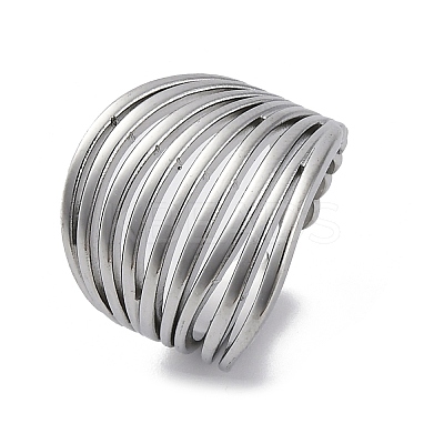 304 Stainless Steel Open Cuff Rings for Women RJEW-F174-04P-1