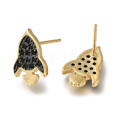 Rack Plating Brass Micro Pave Cubic Zirconia Stud Earring EJEW-C101-05G-1