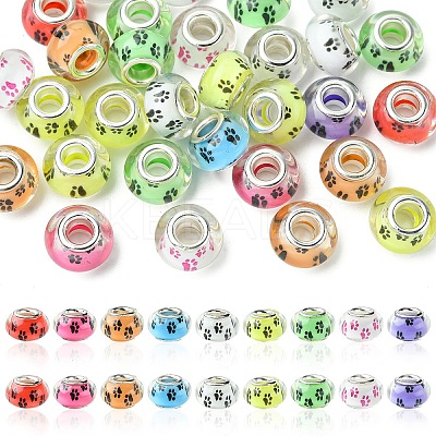 30Pcs Large Hole Dog Paw Prints Pattern Resin European Beads OPDL-YW0001-05-1
