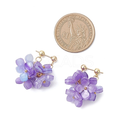 3 Pairs Flower Brass Resin Dangle Stud Earrings EJEW-TA00778-1
