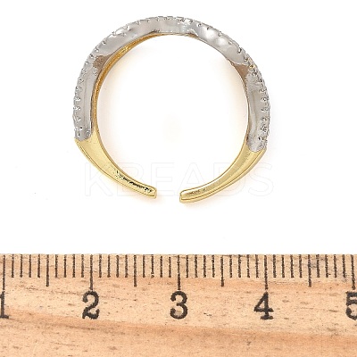 Brass Micro Pave Clear Cubic Zirconia Cuff Finger Rings for Women RJEW-B112-11GP-1