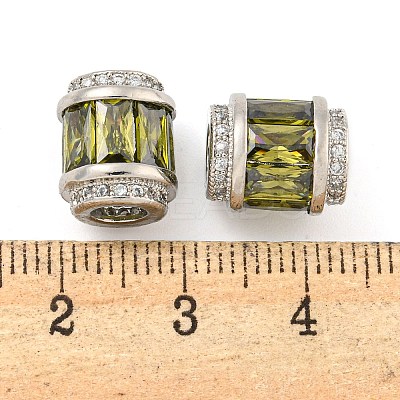 Rack Plating Brass Micro Pave Cubic Zirconia European Beads KK-F089-31P-05-1