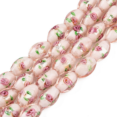 Handmade Silver Foil Glass Lampwork Beads X-LAMP-Q030-02O-1