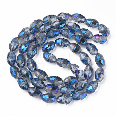 Electroplate Transparent Glass Beads Strands EGLA-N002-35-C06-1