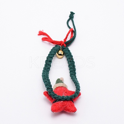 Christmas Theme Cotton Weave Pendant Decorations HJEW-TAC0012-03-1