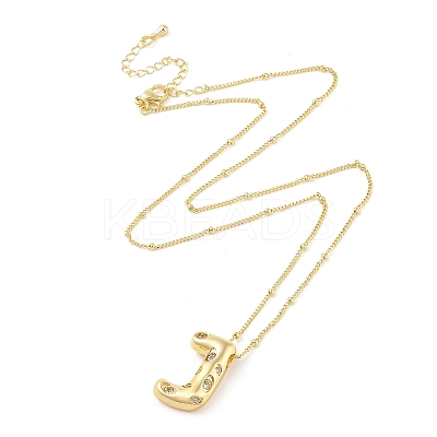 Brass Micro Pave Clear Cubic Zirconia Pendant Necklaces NJEW-Z038-01G-J-1