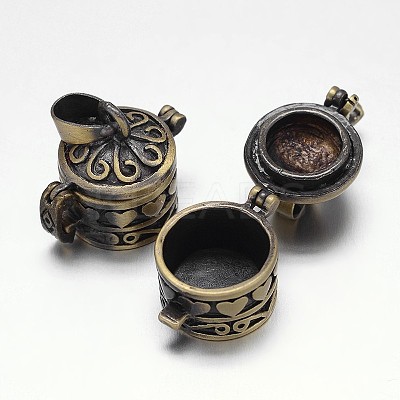 Carved Column Rack Plating Brass Prayer Box Pendants KK-L101-36AB-NF-1