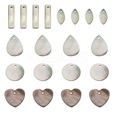 50Pcs 5 Styles Natural Black Lip Shell & Freshwater Pendants SHEL-TA0001-22-1