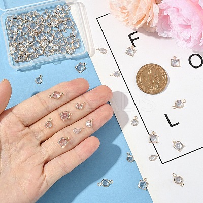80Pcs 4 Styles Brass Cubic Zirconia Charms Sets ZIRC-YW0001-27-1