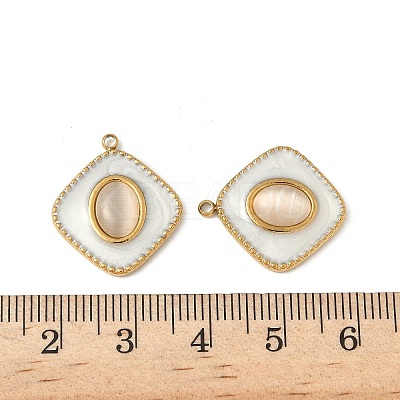 304 Stainless Steel Cat Eye Pendants STAS-V015-39G-1