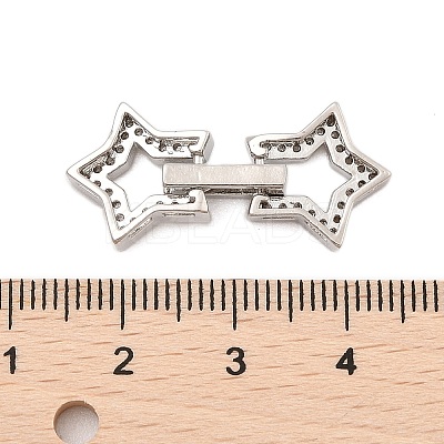 Brass Micro Pave Clear Cubic Zirconia Fold Over Clasps KK-C075-10P-1