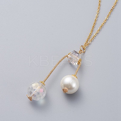 Pendant Necklaces and Ear Studs Jewelry Sets SJEW-JS01064-03-1