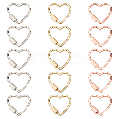15Pcs 3 Colors Alloy Screw Carabiner Lock Charms FIND-AN0001-12-1