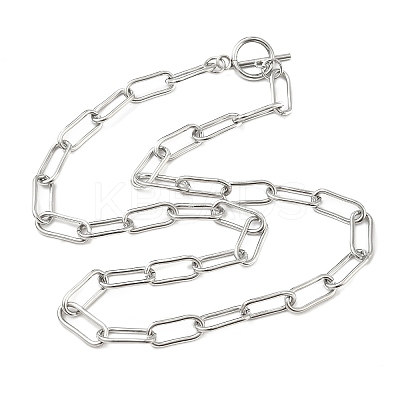 304 Stainless Steel Paperclip Chains Necklaces NJEW-Z102-02P-1