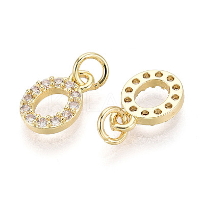 Brass Micro Pave Clear Cubic Zirconia Charms KK-N241-001O-1