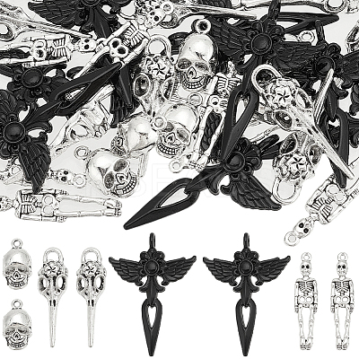 40Pcs 4 Styles Tibetan Style Alloy Pendants TIBEP-SC0003-04-1