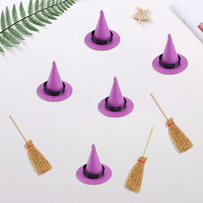 12Pcs Mini Polyester Witch Hats AJEW-CP0009-35A-1